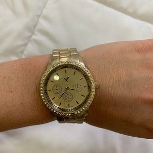 AE Yellow Gold Watch with Pave Stone Face